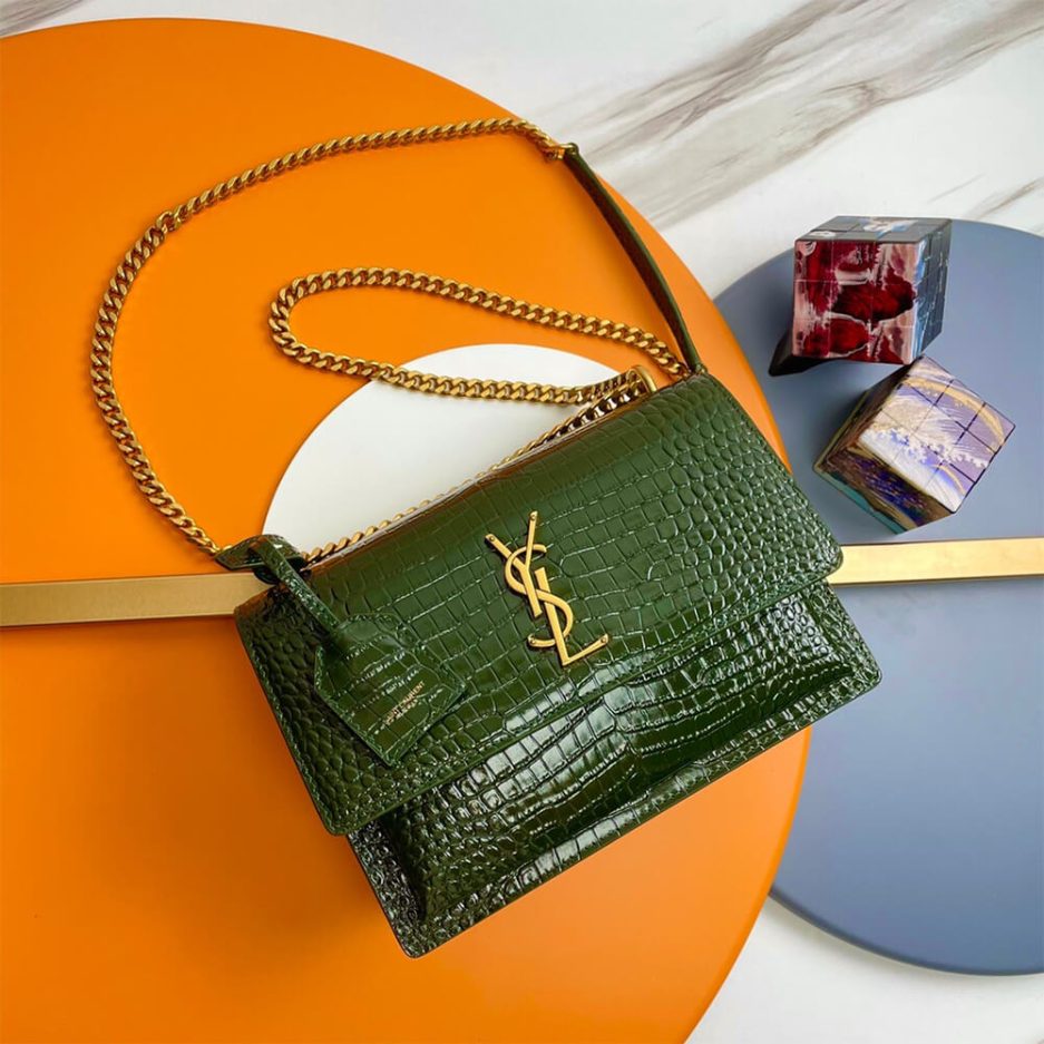 Y51 Crocodile-embossed leather SUNSET Medium