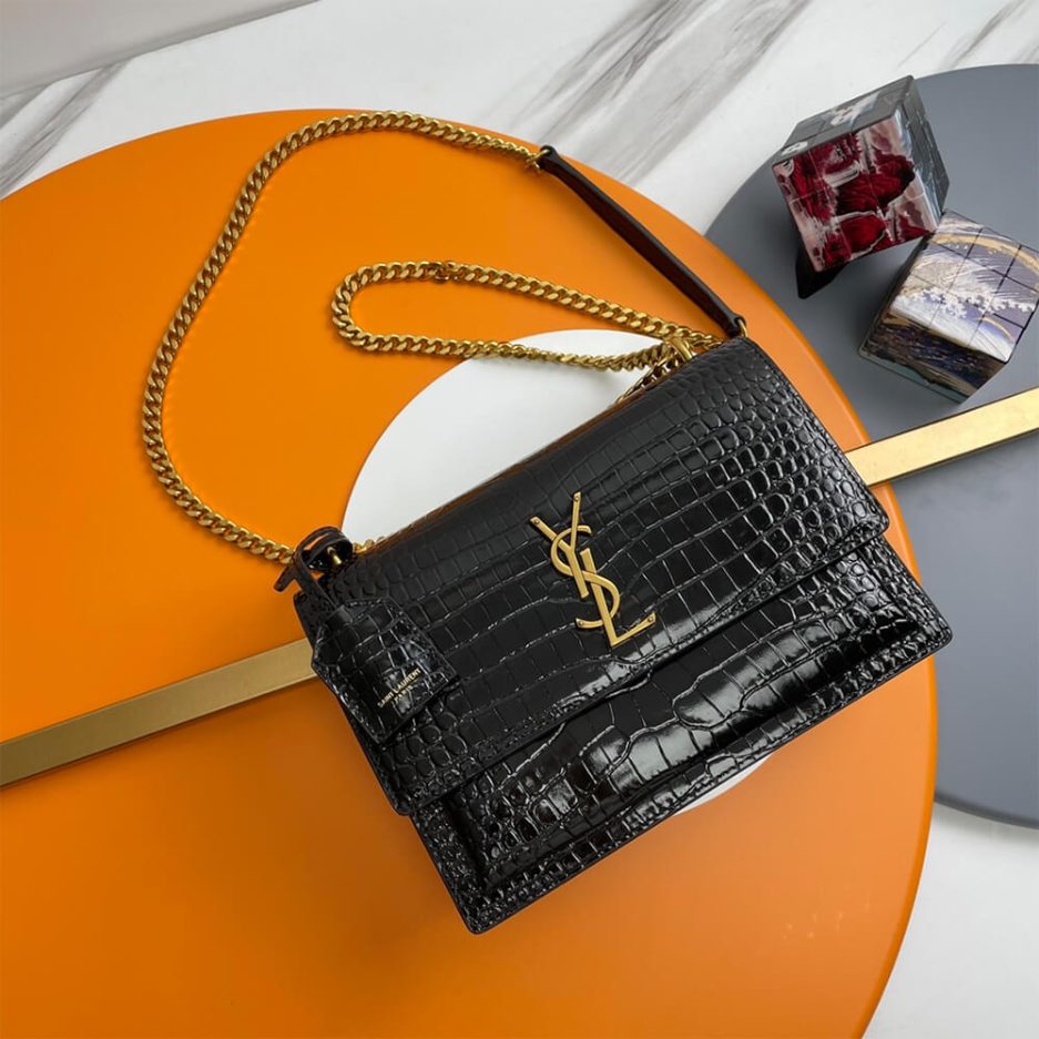 Y51 Crocodile-embossed leather SUNSET Medium